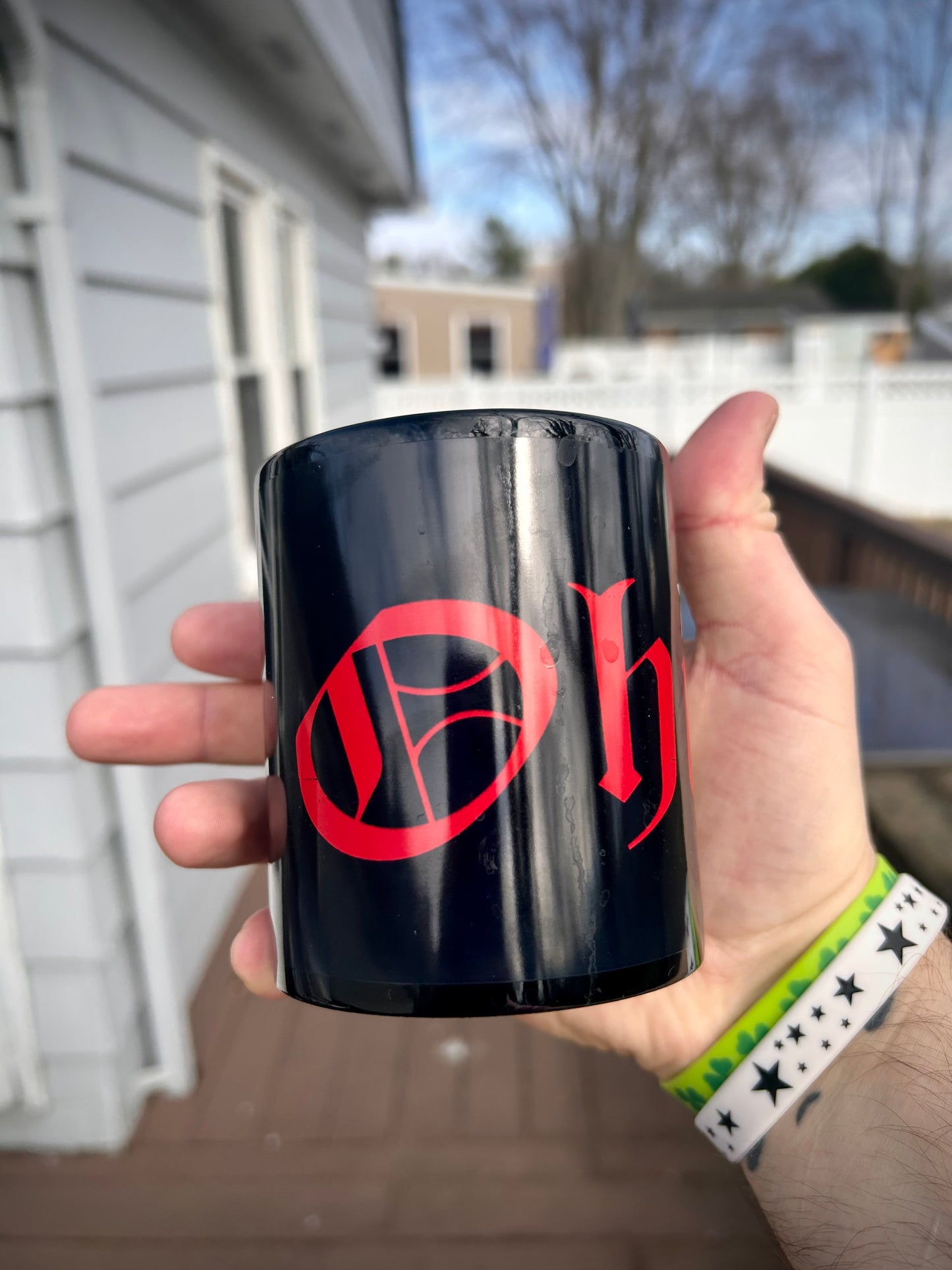 Scarlet and Gray Ohio Mug Black