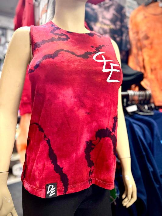 WOMANS Red, White, Blue CLE reverse dye Muscle Tanks