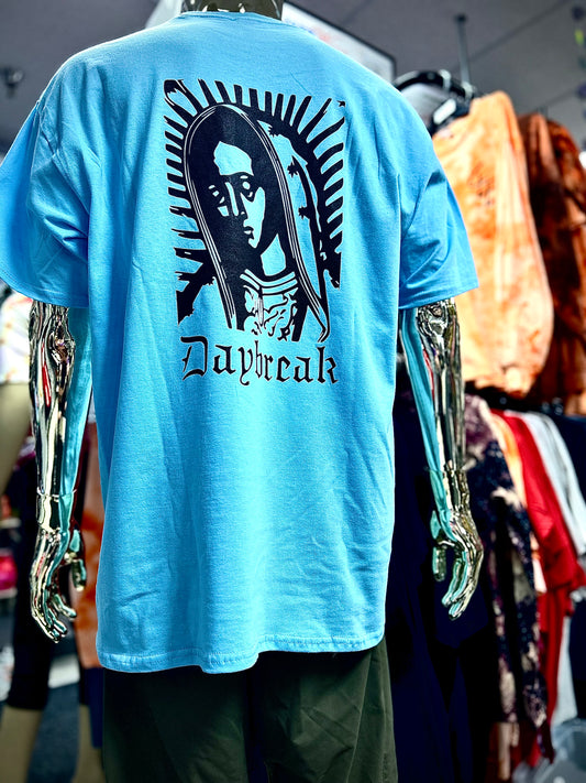 Blessed Mother Short Sleeve T-Shirts Sky Blue