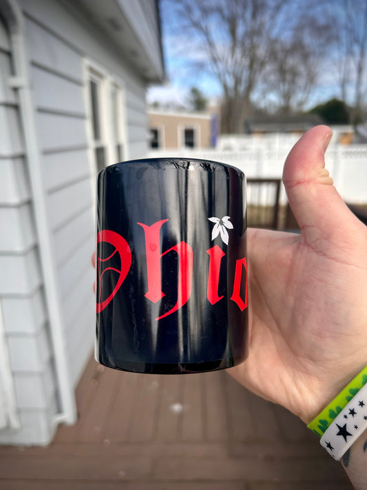 Scarlet and Gray Ohio Mug Black