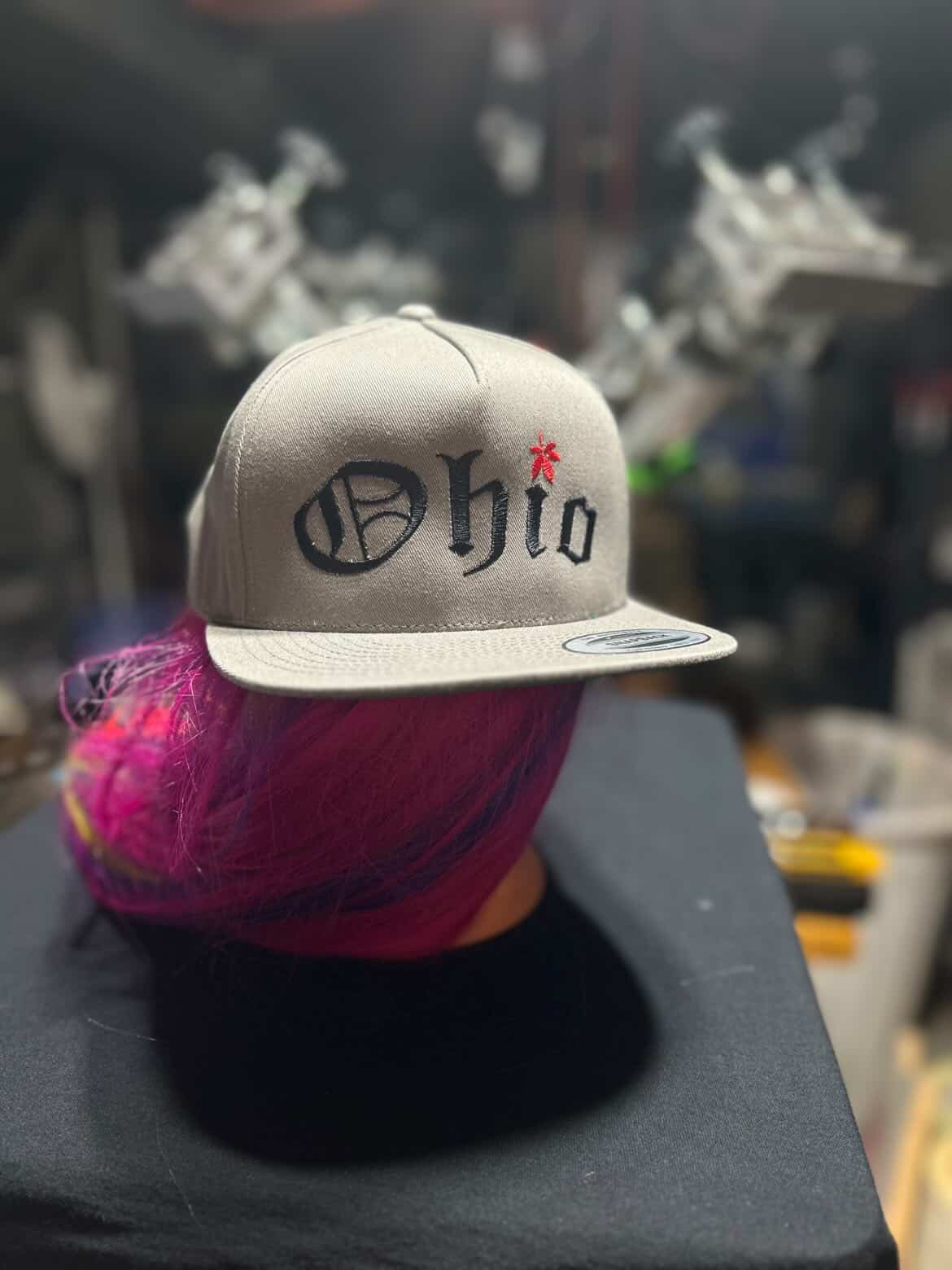 Scarlet and Grey Ohio Flatbrim Snapback Hats Gray