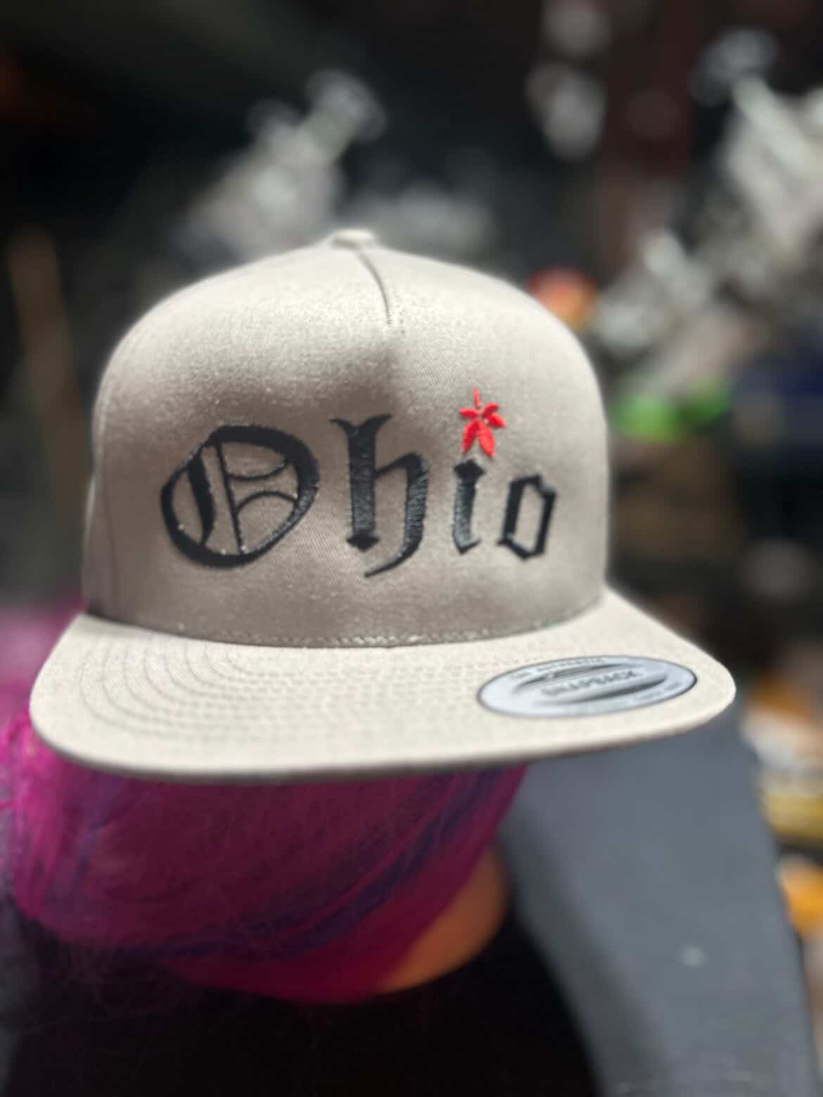Scarlet and Grey Ohio Flatbrim Snapback Hats Gray
