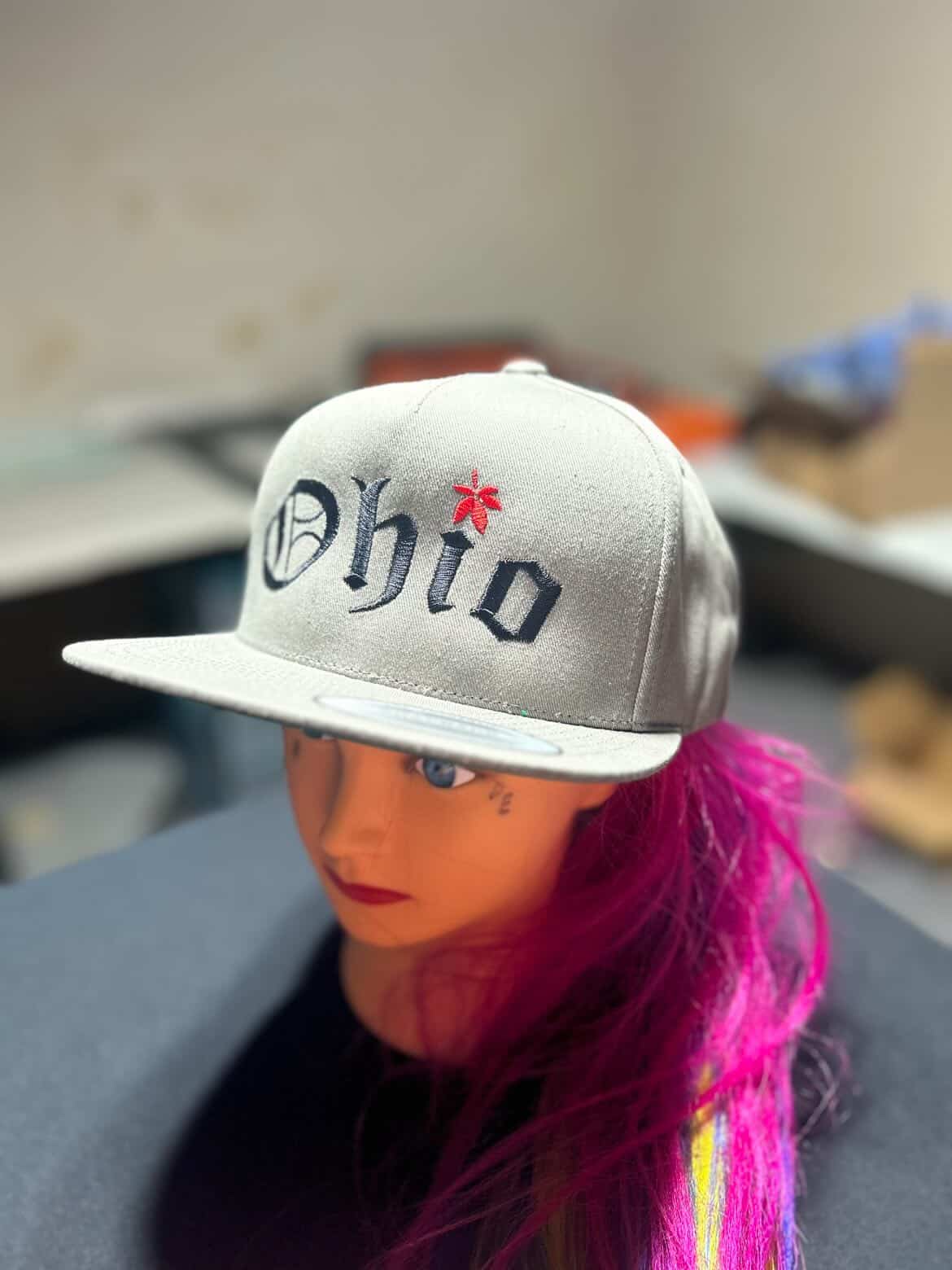Scarlet and Grey Ohio Flatbrim Snapback Hats Gray