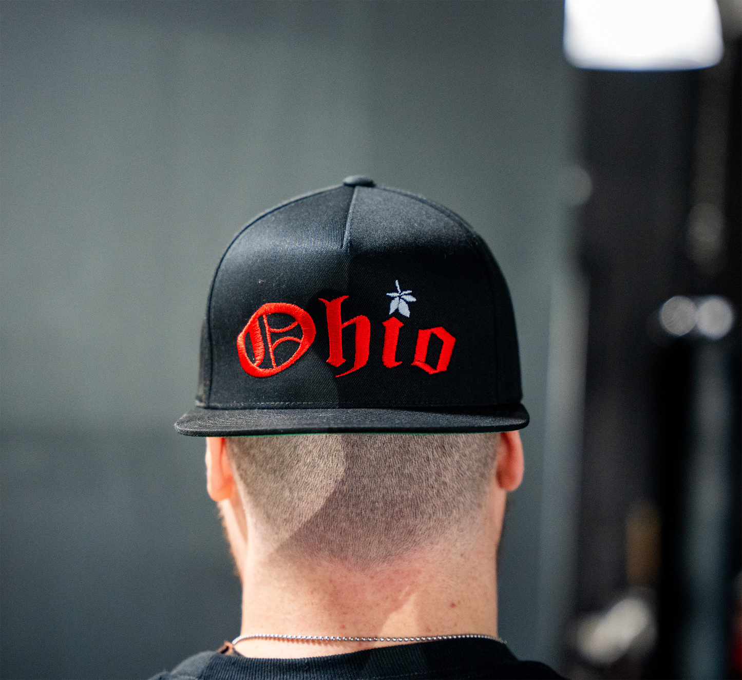 Scarlet and Gray Ohio Flatbrim Snapback Hat Black