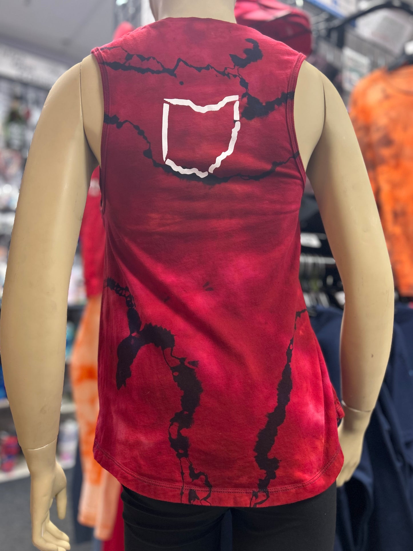 WOMANS Red, White, Blue CLE reverse dye Muscle Tanks